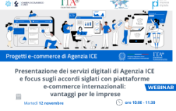 Presentazione dei servizi digitali di Agenzia ICE e focus sugli accordi siglati con piattaforme e-commerce internazionali: vantaggi per le imprese